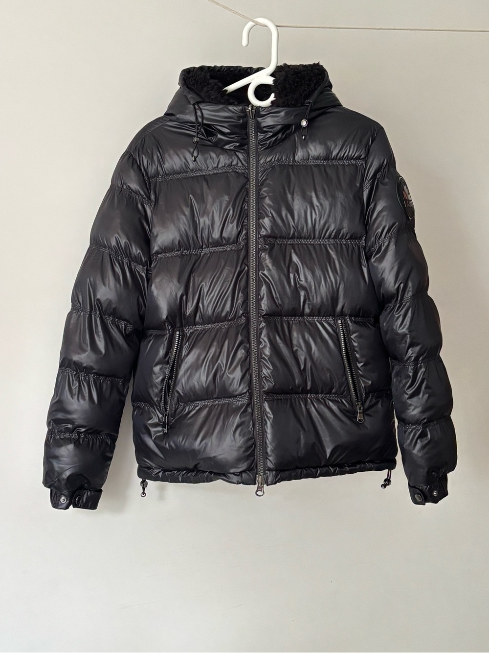 Pajar Canada Women Black Reversible Sherpa Puffer Jacket Coat Medium